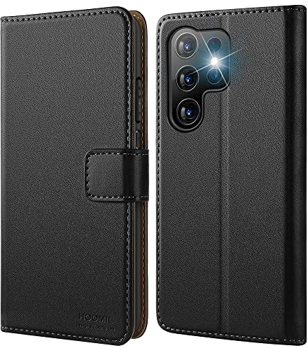 HOOMIL Cover MagFlip per Samsung Galaxy S23 Ultra 6,8 Pollici, [Squisita artigianalità] Premium Pelle Custodia - Nero