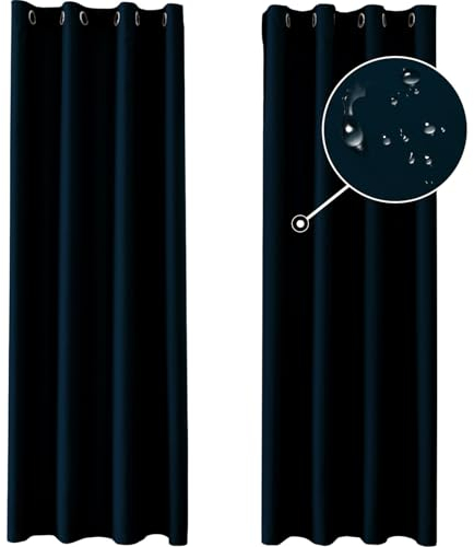 Ystyle Gardinen 2er Set, Thermovorhang Kälteschutz, Outdoor Vorhang Wetterfest Mit Ösen, Verdunkelungsvorhang, Vorhänge Blickdicht, Curtains Wohnzimmer, Thermovorhang Hitzeschutz, Blau