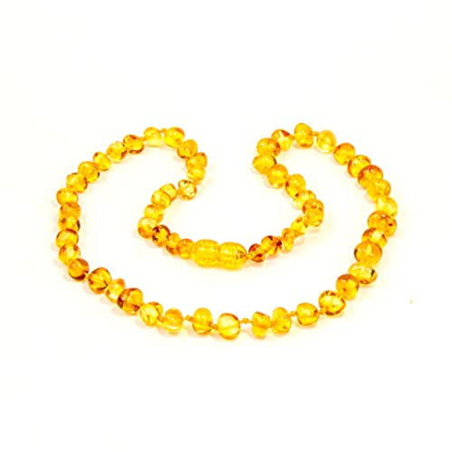 Amber Seven Honigfarbene baltische Bernsteinkette | Bernsteinkette in goldener Farbe für Frauen, Ehefrau, Mutter, Freundin | drei Größen 32, 38, 45 cm | 5 mm Bernsteinperlen (38 cm)