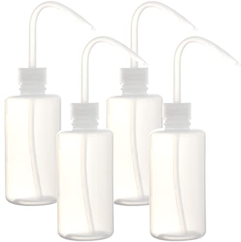Youngever 4 Pack 250ML Plastic Wash Bottles, Empty Squeeze Wash Bottles, Plastic Squeeze Bottles