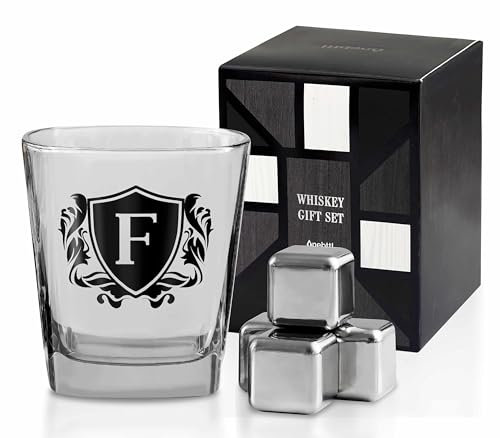 Whisky-Geschenke für Männer, personalisiertes Whiskyglas mit Whiskey-Steinen für Vater, Freund, beste Freunde, Kollegen, Ehemann, Bruder, Onkel und Chef zum Vatertag, Boss Day und Geburtstag - F