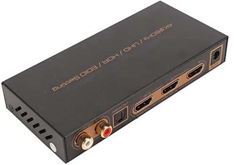 Septpenta HDMI Audio Extractor Splitter, 4K 60Hz HDR HD Multimedia Interface EARC ARC Sound Extractor Converter, (Ausgang HDMI X 2, RCA X 2, Optische Schnittstelle X 1) 100-240V(EU)