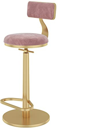 ANIFM Barhocker, Küchen-Frühstücks-Restauranthocker, höhenverstellbare Theke, drehbarer gepolsterter Barhocker mit Fußhocker, Wohnzimmer, Balkon, Frühstücksbar, Kücheninsel (Farbe: Rosa) Comfortable