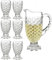 Vasos de cristal con jarra, juego de 7 vasos de jugo, cerveza y cóctel, juego de bebidas perfecto para el hogar, restaurantes y fiestas, vasos de bebidas