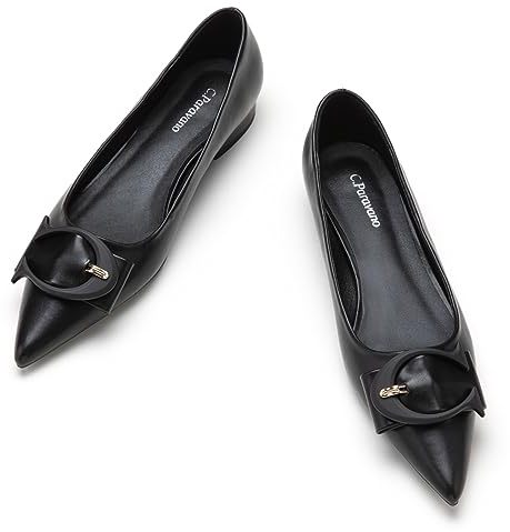 C.Paravano Ballerinas für Damen Spitze Ballerinas für Damen Flache Schuhe für Damen Slip-on-Schuhe Ballerinas(38,Schwarz)