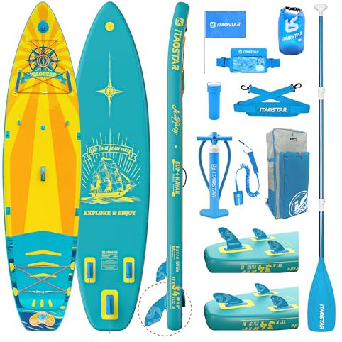 iTAOSTAR J05AA 34 Extra Wide Paddle Board for Better Balance, Inflatable Paddle Boards for Adults/Youth of All Skill LevelsSturdy SUP Board w/Premium Gears