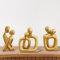 3pcs Home Decor Gold Statues Modern Resin Couple Sculptures,Art Action Figurines Ornaments For Living Room Coffee Table Office Bookshelf Decorations Collectible Accents Gifts
