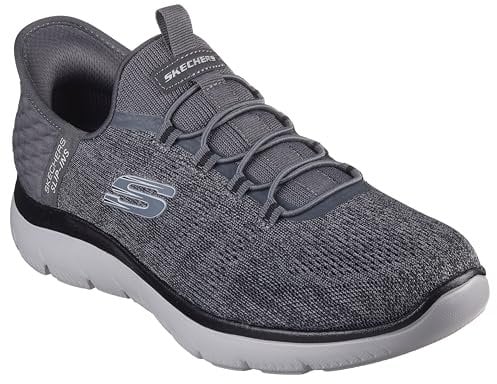 Skechers Men's Summits Key Pace Hands Free Slip-in Sneaker, Charcoal Mesh/Black Trim, 10.5 UK
