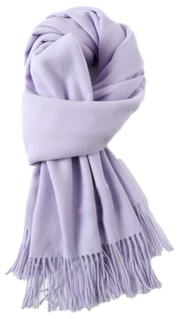 200cm x 68cm Damen Winter Warmer Schal mit Quasten,Fransenschal Pashmina Scarves Fransentücher Damentuch Stola Halstuch für Tägliches Tragen Outdoor Aktivitäten Radfahren Spaziergang,Helles Lila