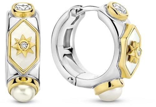 Damen-Ohrringe von Ti Sento Mailand. Schmuck aus vergoldetem Sterlingsilber und Zirkonia. Die Farbe dieser Ohrringe ist Madreperla. Die Artikelnummer ist 7946 MW.