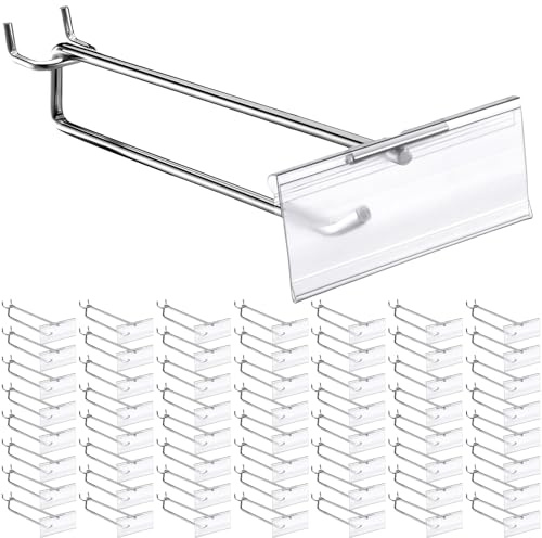 Thyle Lot de 50 crochets en métal avec porte-étiquette pour panneau perforé de 0,3 cm à 0,6 cm, crochets pour panneau perforé avec étiquette de prix, accessoires muraux pour panneau perforé, crochets