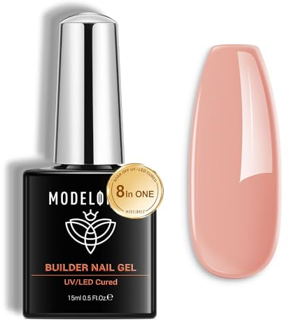 modelones Aufbaugel für Gelnägel, Builder Gel für Nägel, Rosa Builder Gel in A Bottle UV Hard Gel für Strengthener Extension Gel Base Nagelverlängerung UV Gel Nail Art 15ML