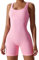 SEAUR Damen Jumpsuit Yoga Gym Kurz Eng Bodysuit Ärmellos Einteiler Overall Bodycon Stretch Sport Romper - S