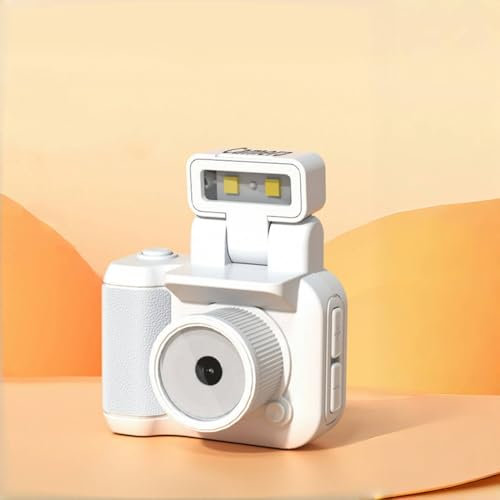 Caméscope Vidéo UHD 4K Petit, écran Tactile 2 Pouces, Prise en de la Carte SD 512G, Caméscope Nini Vlog avec Lumière Vidéo, Objectif Grand Angle (White)