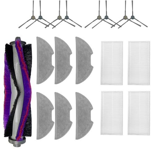 NUHFUFA Lot de 19 accessoires pour aspirateur robot Eureka E10S, 1 brosse principale, 8 brosses latérales, 4 filtres, 6 lingettes
