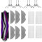 NUHFUFA Lot de 19 accessoires pour aspirateur robot Eureka E10S, 1 brosse principale, 8 brosses latérales, 4 filtres, 6 lingettes