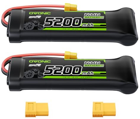OVONIC 8,4 V NiMH RC Akku Flacher 5200mAh mit XT60- und TRA-Anschluss für RC Auto Truck Truggy(2packs