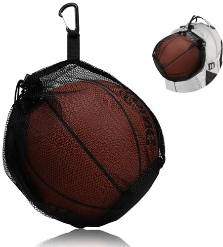 Eyezeeption Schwarzes Ballnetz 1 Ball Ballsack, Fußball Zubehör Basketball Zubehör Volleyball Zubehör, Tragbare Ballnetz Flexibel Net Tasche ballsack für Kinder Erwachsene. (Schwarz)