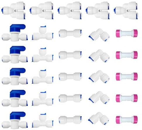 PAROAD Wasserzulaufleitung Universal Wasseranschluss Set，1/4 (6.35 mm) Zoll OD Pushfit Gerade Verbinder für Osmoseanlagen, Wasserfilter, Wassersppudler, 30 Stück