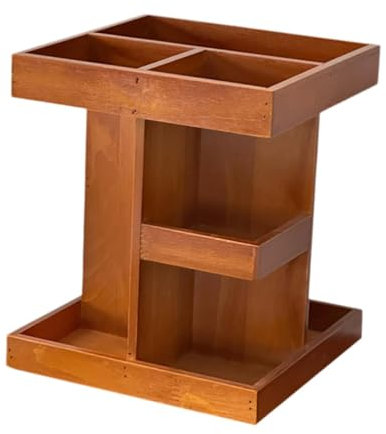 perfk Organizzatore per Il Trucco Rotante a 360°, Contenitore per Cosmetici, Organizer per la Cura della Pelle, Porta Trucchi in Legno per Il Tavolo da