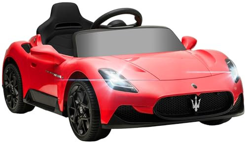 AIYAPLAY Voiture électrique Enfants sous Licence Maserati MC20 véhicule électrique 12V avec télécommande 2,4G, démarrage progressif, LED, Musique et klaxon, Suspension à Ressort, 3 à 6 Ans, Rouge
