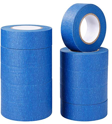 Tunejoy Cinta de Enmascarar 10 Rollos Cinta de Pintor No Deja Residuos Fácil de Remover para Hogar Arte Oficina Decoración Manualidad Profesional 24mm × 20m
