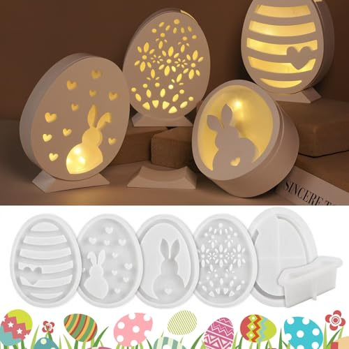 Silikonform Ostern, Gipsformen zum Gießen, 3D Silikonform Ostereier, Silikon Formen zum Gießen, Silikonform Hase, Silikonformen Gießformen Ostern, für Kunstharz Harz Gießen Basteln Osterdeko