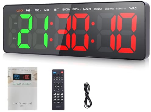 Minuteur Fitness Timer Sport LED Grand Télécommande Mural Boxe Crossfit Gym | count up, count down, chronomètre, horloge, mode DIY, TABATA, EMOM, HIIT, MIIT, WRC