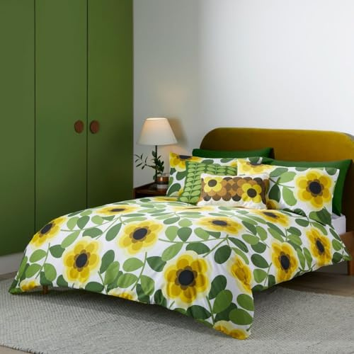 Orla Kiely Bettwäsche-Set, riesige Seerose, 100 % Baumwolle, Zitronengelb (King-Size-Bett (230 x 220 cm)