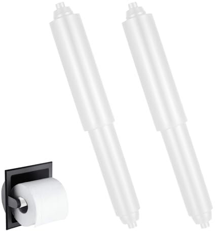 2Pcs Replacement Toilet Paper Holder Roller, Universal Toilets Paper Spring Rod, Adjustable Toilet Papers Roll Holder, Plastic Tissue Spindle for Toilets Bathrooms(White)
