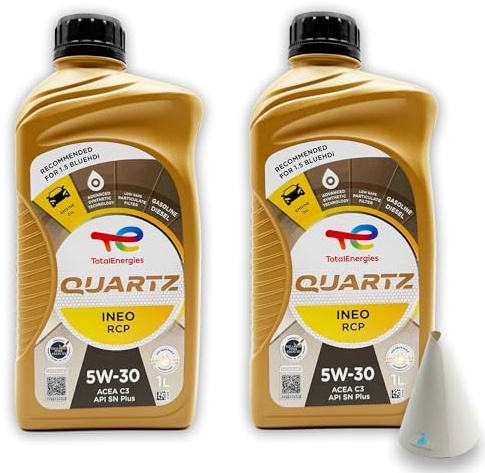 Total Quartz Ineo RCP 5W-30 | 2 L | kompatibel mit Stellantis FPW9.55535/03 | PSA B71 2290 | 2 Liter | mit Trichter |