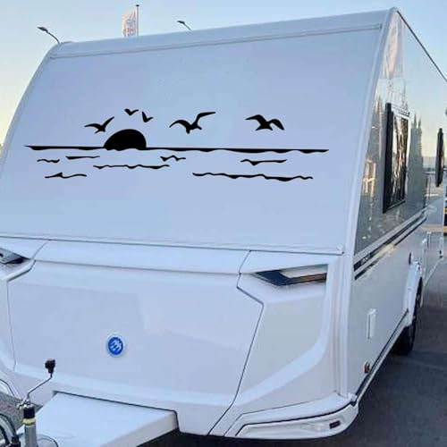 AENQNVK Kreative Meer Sonnenaufgang Dekor Aufkleber für Auto Camper Van Bus Caravan Wohnmobil SUV Pickup Cargo Caravan Vinyl Aufkleber