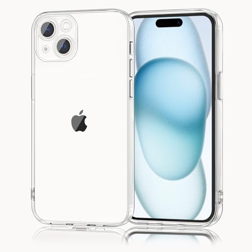 Mugust Cover per iPhone 15, Custodia Trasparente in TPU Morbido, Sottile e Custodia Morbida in Silicone, Cover per iPhone 15 (Trasparente)
