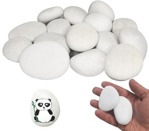 OUTALIZ Galets, Galet Lisses, Galets Polis pour Plantes, Galet de Rivière de Jardin, pour L'aménagement Paysager, la Décoration de la Jardin, Pots, Les Projets Artistiques 4-8 cm, 1 kg(Blanc)