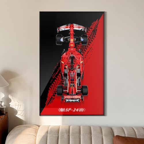 Display Wallboard für Lego Technic Ferrari SF-24, Wandhalterung für 42207 Modellauto-Bausatz (Auto Nicht im Lieferumfang enthalten), platzsparende einfache Montage kreative Heimdekoration