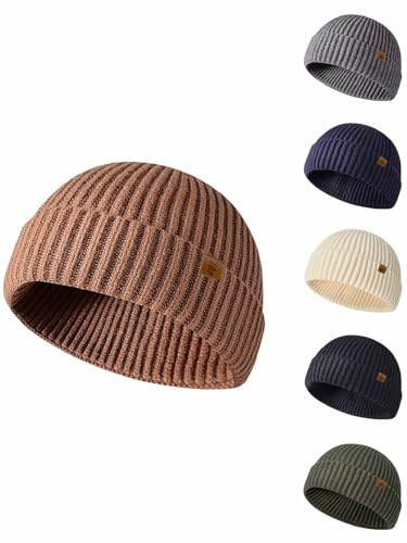Joligiao Beanie Mütze Herren Winter Unisex Warme Wintermütze Elastisch Strickmütze Weich Fisherman Beanie Retro Klassische Wollmütze Thermo Hat Damen und Herren Winddichte Atmungsaktivem Modern Mütze