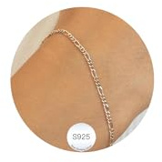 DORANA 3mm dick 925 Sterling Silber Armband für Damen Silber Figaro Kettenarmband für Frauen Fade-Proof Figaro Kette Armbänder Geschenk für Sie