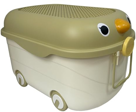 ATEK 70L Toy Box Storage with Lid & Wheels, Kids Storage Box | Stackable Space Saving Design, Suitable for Bedroom, Playroom, Classroom, Nursery and Offices