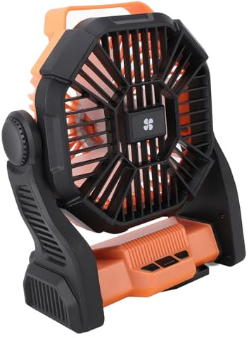 Tbest USB Rechargeable Camping Fan with LED Lantern | Portable Outdoor Tent Fan for Camping | Efficient Outdoor Cooling Solution (Orange)