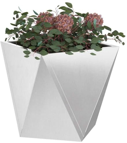 vidaXL Pflanzkübel Silber 50 x 50 x 50 cm Edelstahl, Garten und Terrasse,robuster Stahlpflanzkasten, rechteckig für draußen, Metallbehälter für Terrassen-Dekor
