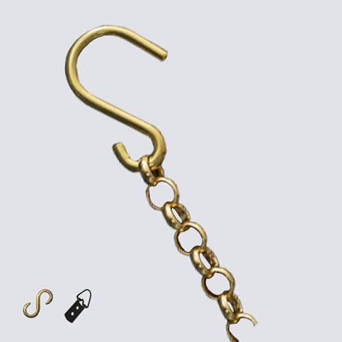 Messingkette zum Aufhängen von Bildern, 1 m, verstellbare Goldkette mit Haken und D-Ringen, Bildaufhängung
