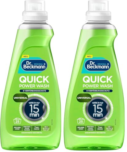 Dr. Beckmann Quick Power Wash Universal | Waschmittel 2 x 800 ml | Wirkt in Kurzprogrammen | Für weiße & bunte Wäsche | Effiziente Formel | Einfache Dosierung