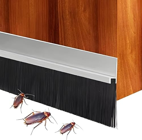 ARATERVIO Bürstendichtung aus Aluminium 100cm Türbodendichtung mit Nylonborsten Zugluftstopper Insektenschutz Schallschutz für Türen Schiebetüren Garagentore Fenster Wetterfeste Dichtleiste (4 Stück)