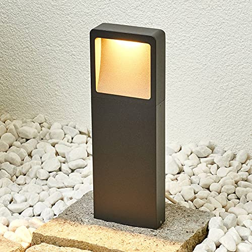 Lucande LED Wegeleuchte Sockelleuchte grafitgrau 35 cm, Sockellampe IP54 Gartenlampe Aussenleuchte Garten Außenstehleuchte Außenlampe Wegelampe