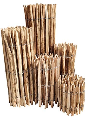 Clôture en lattis bois de noisetier / châtaignier – clôture déroulable nature – bassin et jardin – clôture en bois de noisetier ou châtaignier 100 x 500 cm ( Lattenabstand 3-5 cm ) naturel