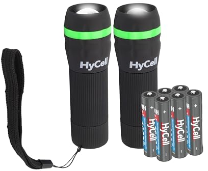 HyCell Mini LED Taschenlampe Zoombar und Fokussierbar inkl. AAA Batterien - Handliche LED Leuchte mit stufenloser Fokussierung - Handlampe ideal für Camping Werkstatt Handtasche Garten Kinder Outdoor