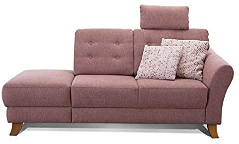 Cavadore Recamiere Trond mit Federkern / Modernes Sofa im Landhausstil mit Armteil rechts / Inkl. Kopfstütze und Rückenkissen / 194 x 89 x 92 / Flachgewebe rosa