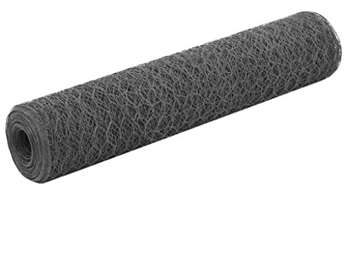 vidaXL Malla Alambre Hexagonal Acero Recubrimiento PVC 25x0.75m Gris Bricolaje