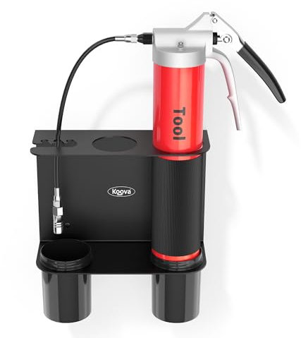 Koova Grease Gun Holder | Tractor Grease Gun Garage Organizer Wall Mount | Includes Removable Drip Cups & Spare Cartridge Holder | Truck & Tractor Accessories | Shop/Garage Wall Organizer | USA Made