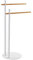 Piantana Asciugamani Bagno Bianca, 22x31xh.81 cm, Base Tonda con Bracci in Legno di Bamboo